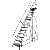 Deep Top Step Rolling Ladder, 14 Steps, 24" Step Width, 140" Platform Height, Steel Infinity Industrial Services Inc.