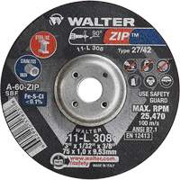 Disque de meulage et de tronçonnage Zip, 3" x 1/13", Arbre de 3/8", Type 27, Grain de 60, Oxyde d'aluminium Infinity Industrial Services Inc.