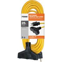 Vinyl Extension Cord, Outdoor, SJTW, 12/3 AWG, 15 A, 3 Outlet(s), 25' Infinity Industrial Services Inc.