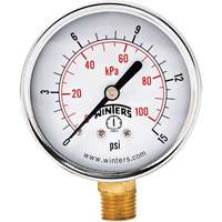 Economy Pressure Gauge, 2-1/2" , 0 - 15 psi, Bottom Mount, Analogue Infinity Industrial Services Inc.